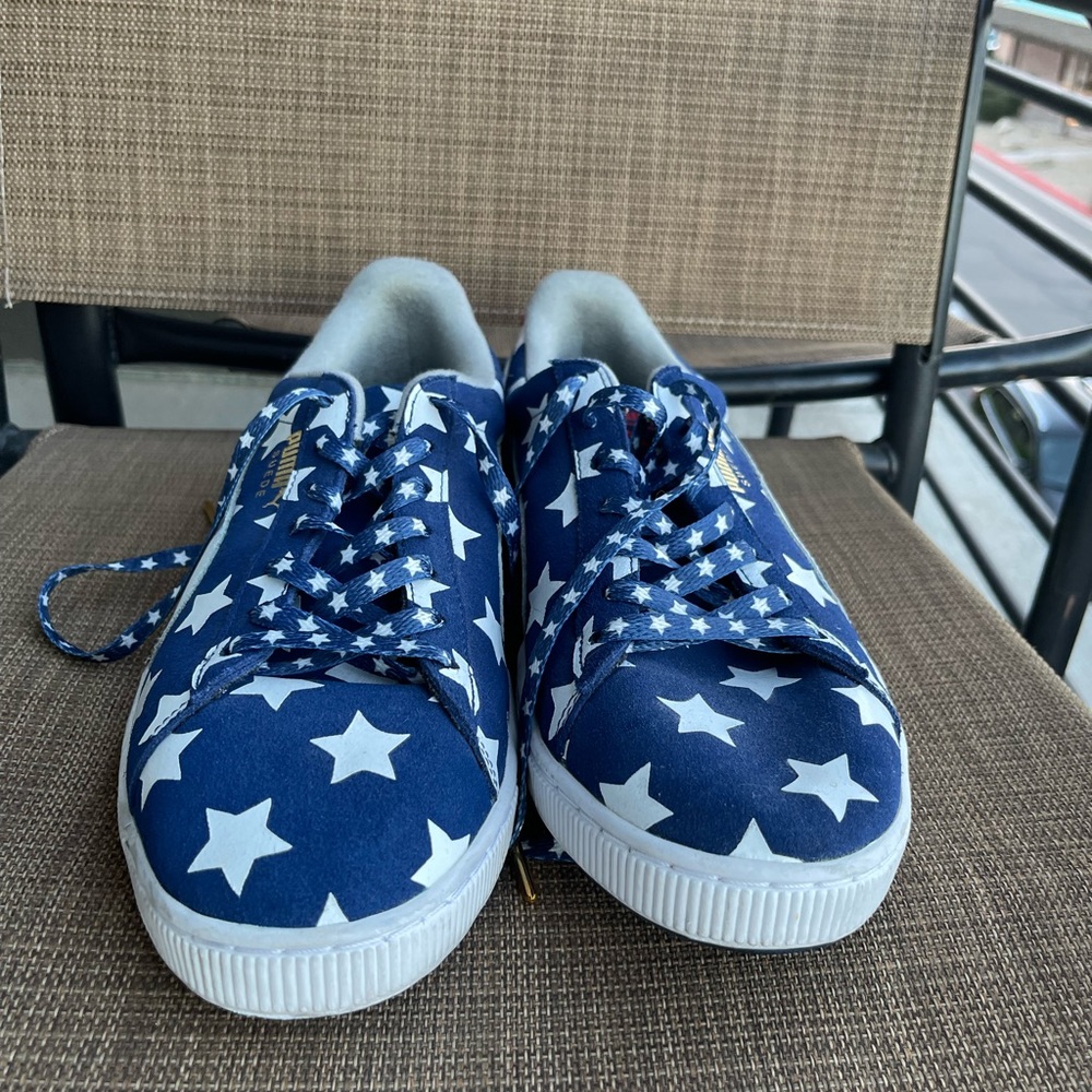 Puma Suede RWB # 362097 01 Red White Blue American Flag Men Sz 13